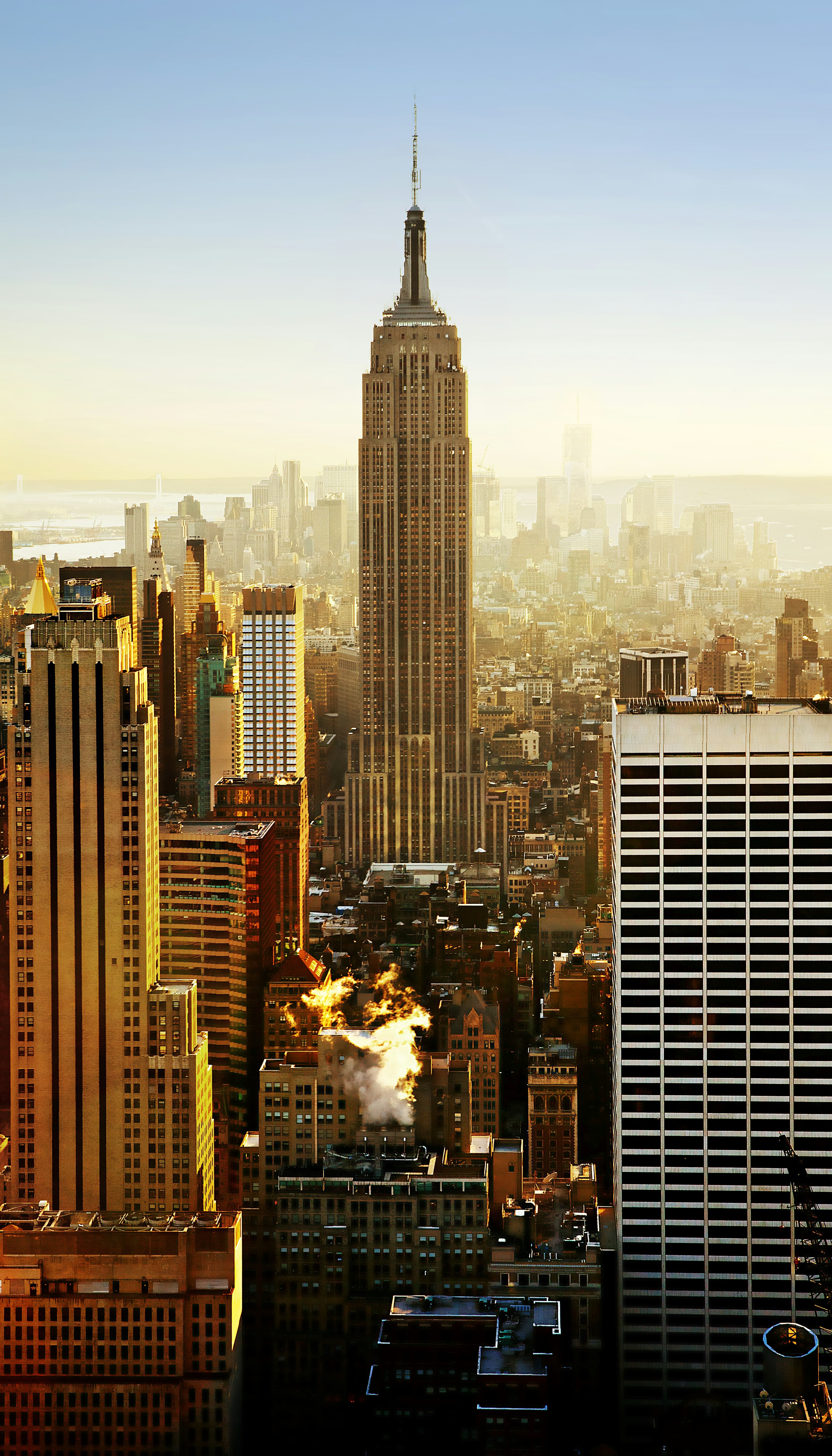 The Manhattan skyline at sunrise, where SBM began serving buildings in 1987
